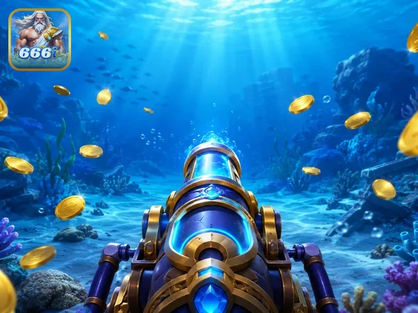 Tangkapan layar Cannon Fishing di 666i dengan tampilan arena bawah laut