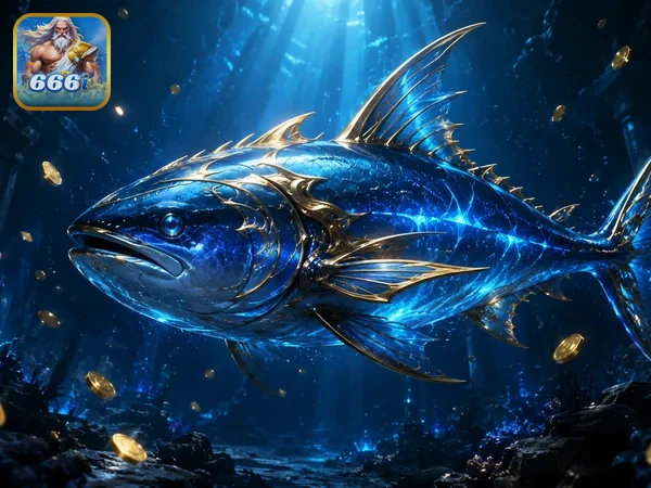 Tangkapan layar Cannon Fishing di 666i dengan efek tembakan meriam